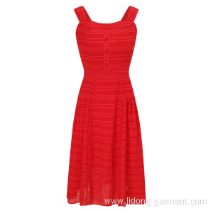 Sling Red Clothes Cotton Blends Summer Dress